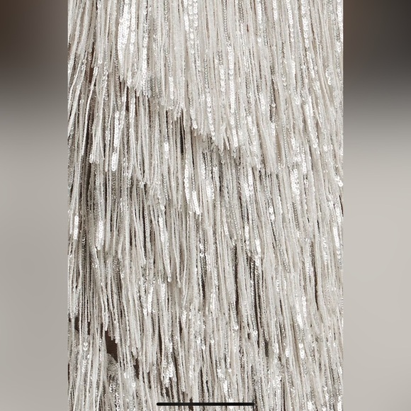 NWT Bronx and Banco Barbie Blanc Fringe V-Neck Mini - reception dress - Size S - Picture 5 of 16